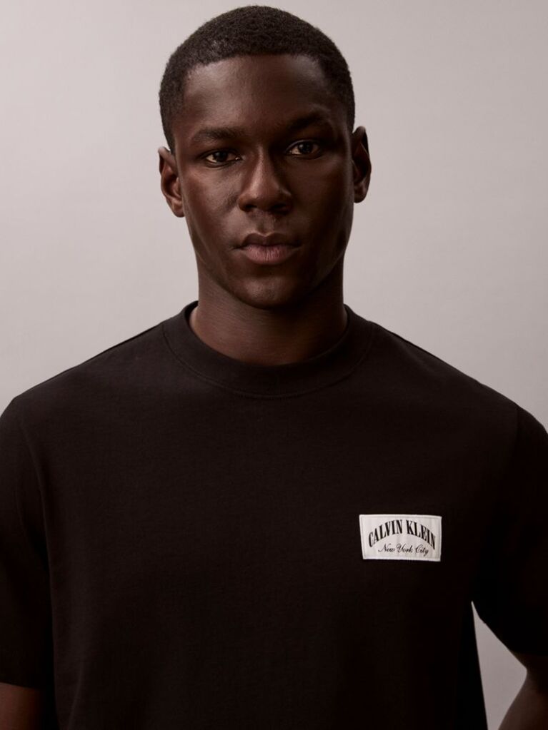 Negru Tricou Cu Emblema Varsity  Barbati