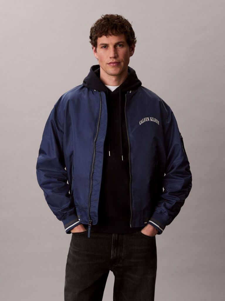 Blue Varsity Logo Bomber Jacket  Men