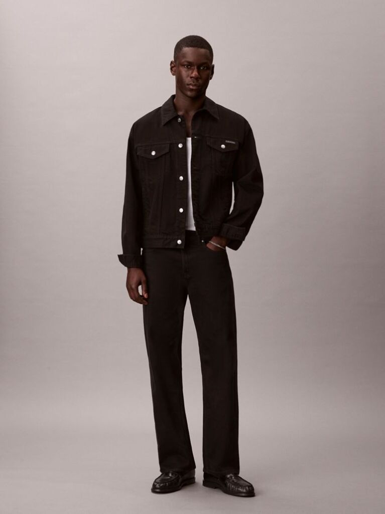 Negru Jacheta Denim Stil Anii 90  Barbati
