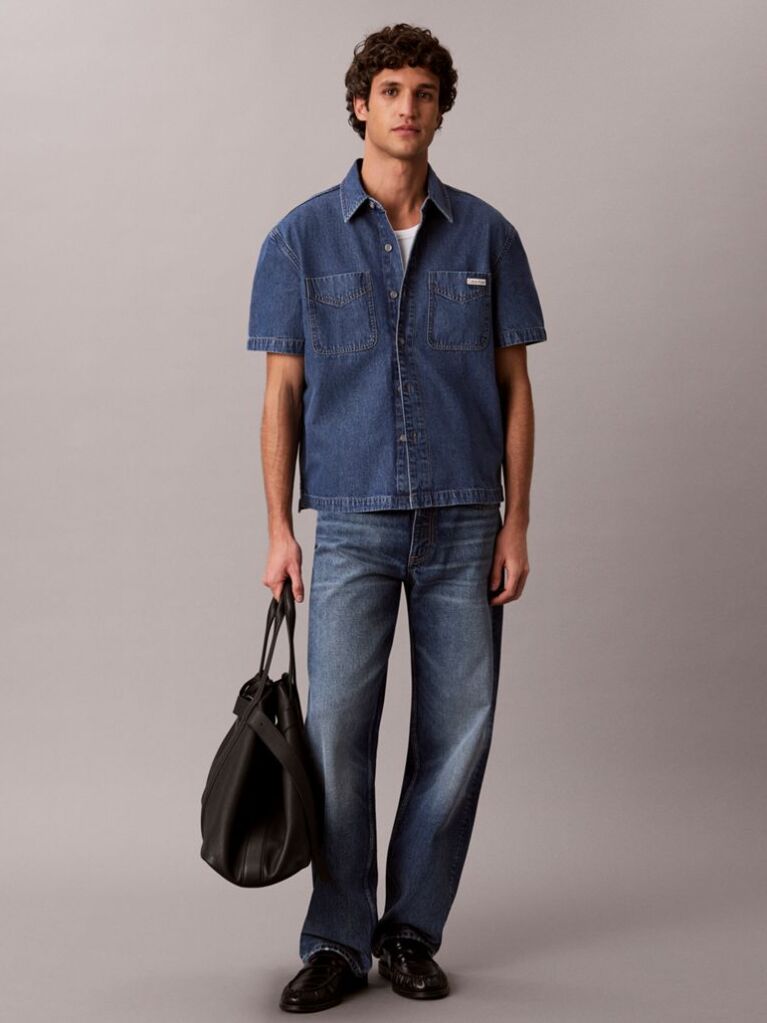 Denim Boxy Denim Short Sleeve Shirt  Men