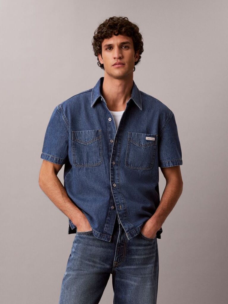 Denim Boxy Denim Short Sleeve Shirt  Men