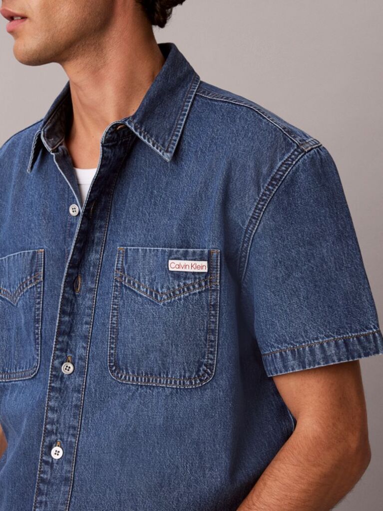 Denim Boxy Denim Short Sleeve Shirt  Men