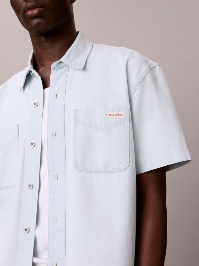Denim Boxy Denim Short Sleeve Shirt  Men