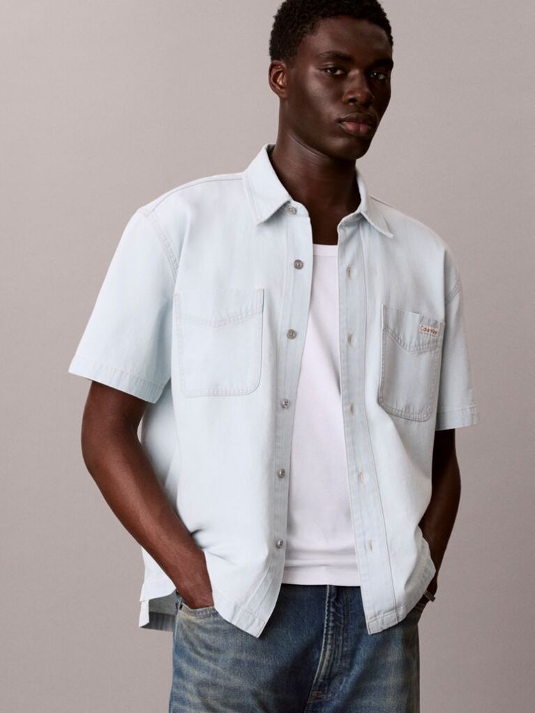 Denim Boxy Denim Short Sleeve Shirt  Men