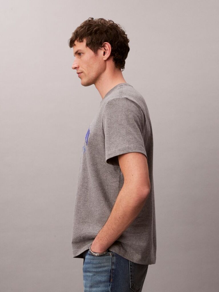 Gri Tricou Cu Logo NYC Brodat   Barbati