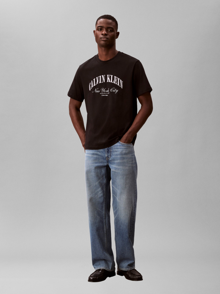 Black Embroidered NYC Logo T-shirt  Men