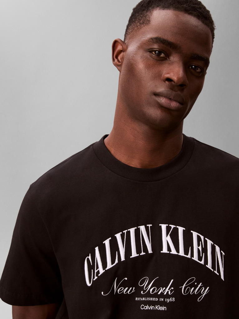 Black Embroidered NYC Logo T-shirt  Men