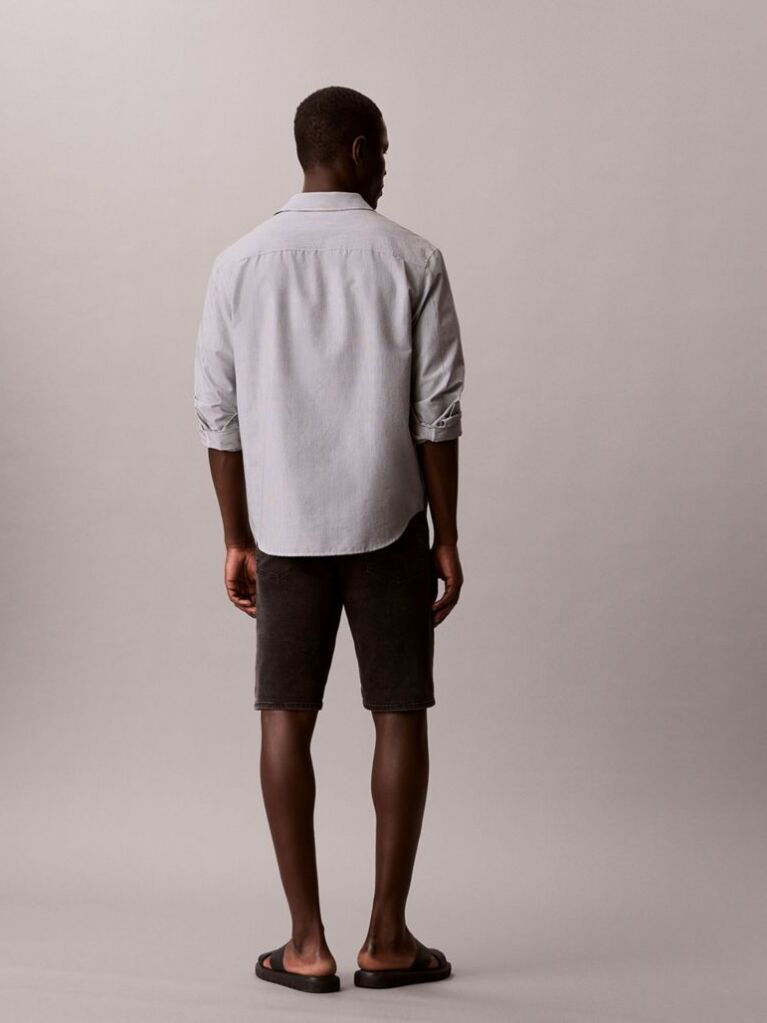 Negru Pantaloni Scurti Slim Din Denim  Barbati