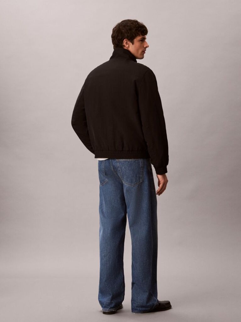 Negru Bluza De Trening Din Terry Cu Fermoar Scurt Si Monologo  Barbati