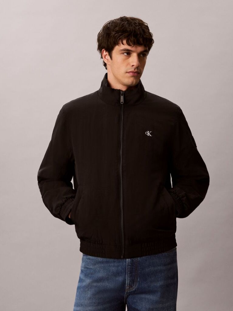 Negru Bluza De Trening Din Terry Cu Fermoar Scurt Si Monologo  Barbati