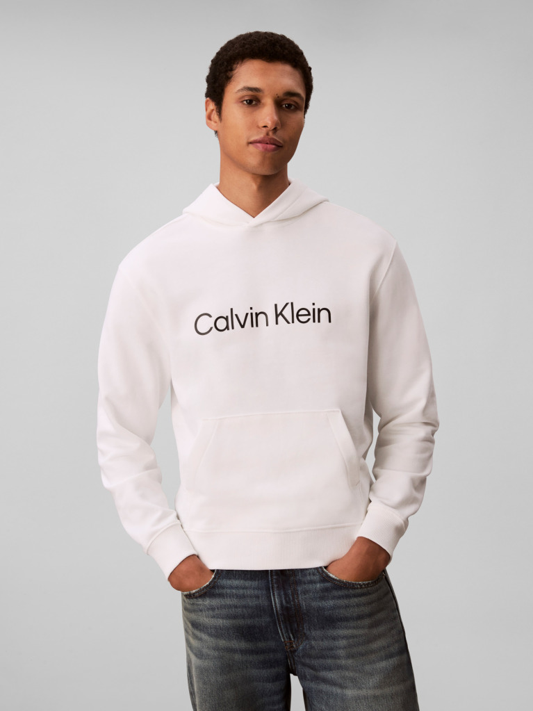 White Logo Hoodie  Men