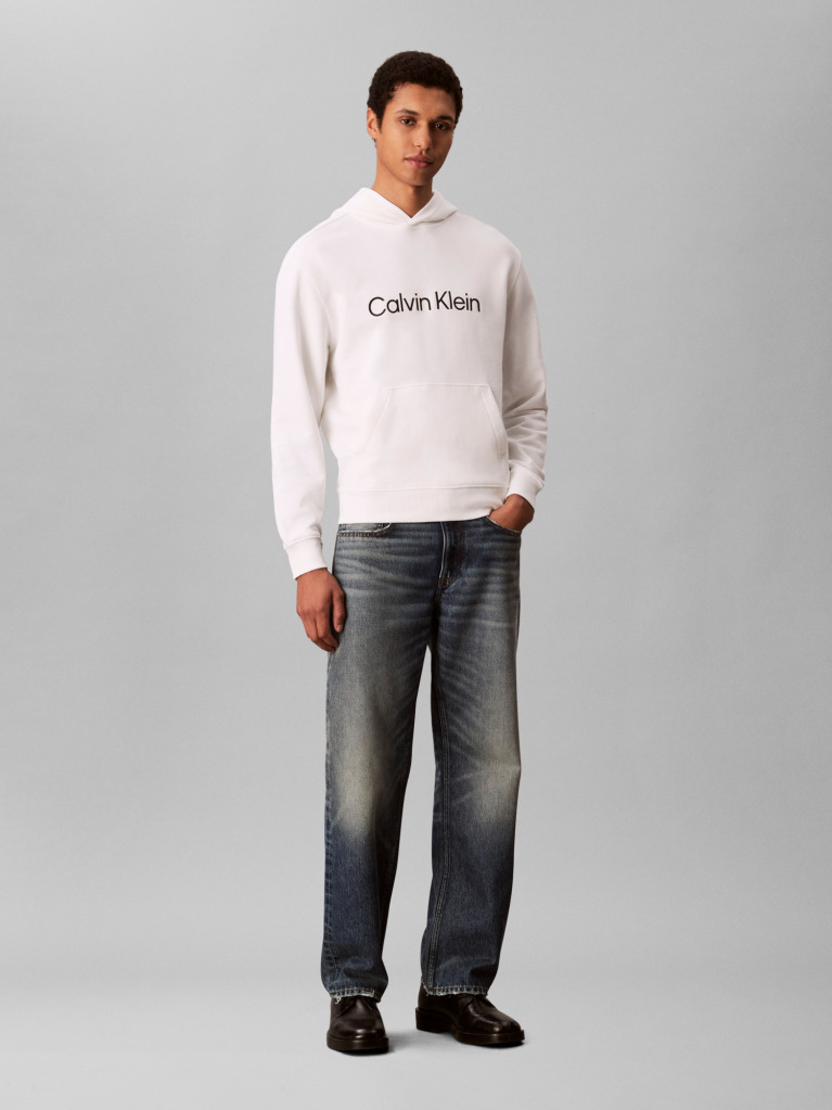 White Logo Hoodie  Men