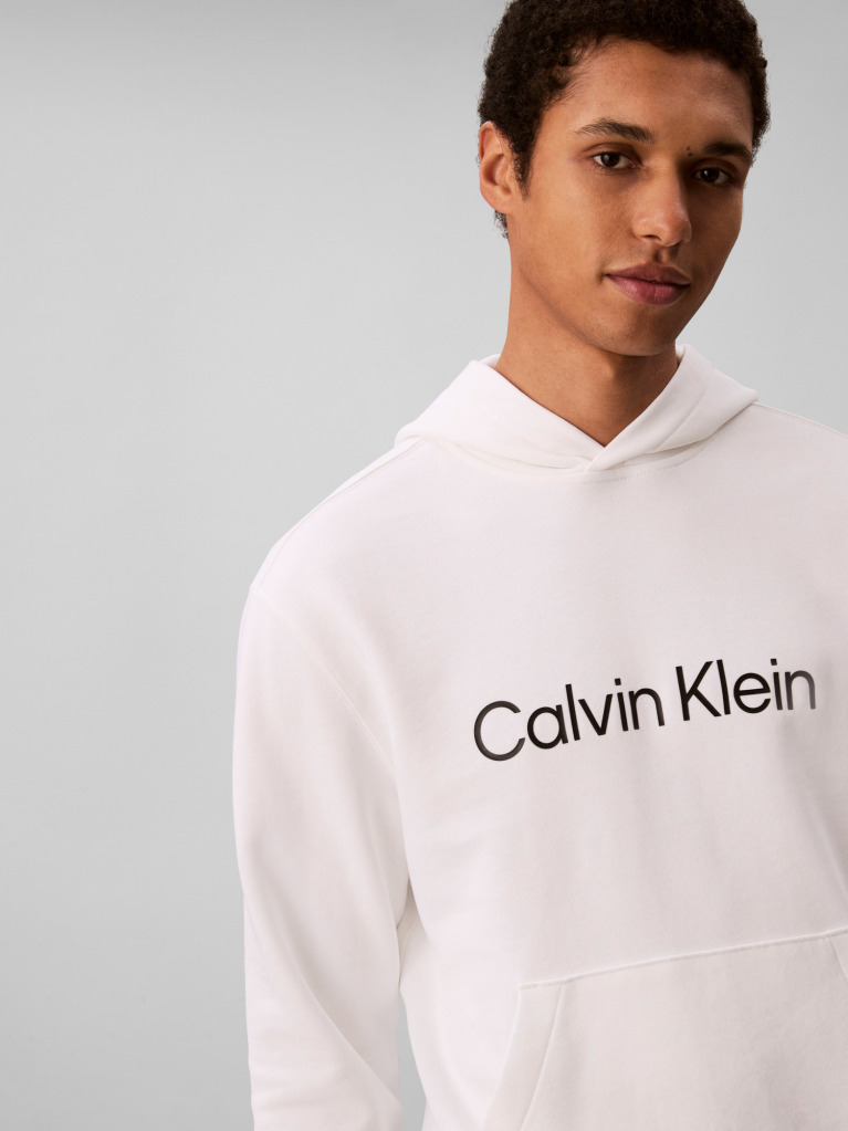 White Logo Hoodie  Men
