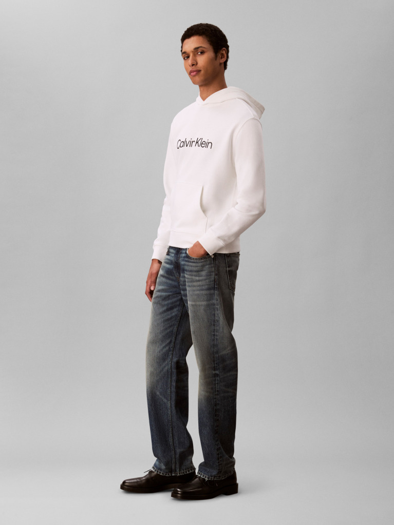 White Logo Hoodie  Men