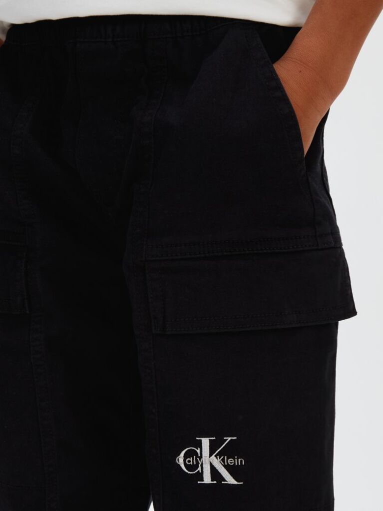 Negru Pantaloni Jogger Cargo Din Material Tesut  Baieti