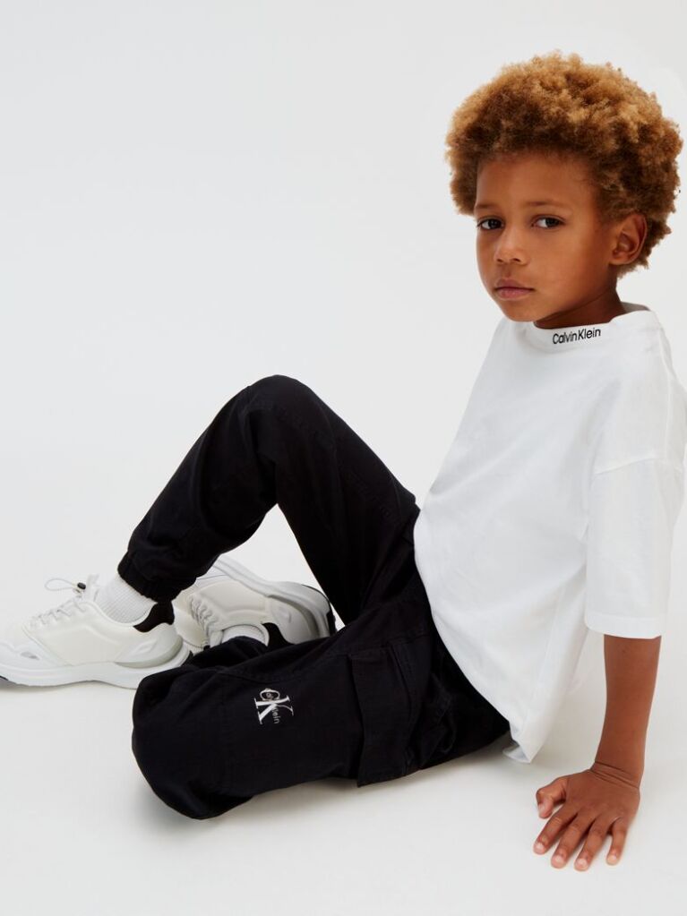 Negru Pantaloni Jogger Cargo Din Material Tesut  Baieti
