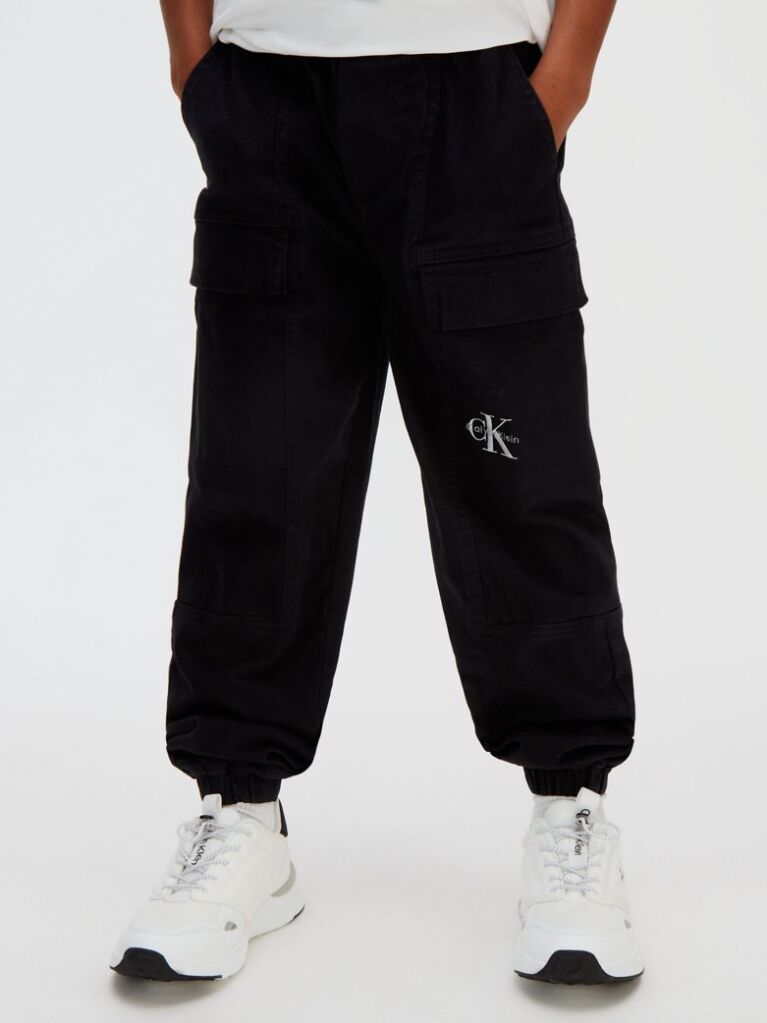 Negru Pantaloni Jogger Cargo Din Material Tesut  Baieti