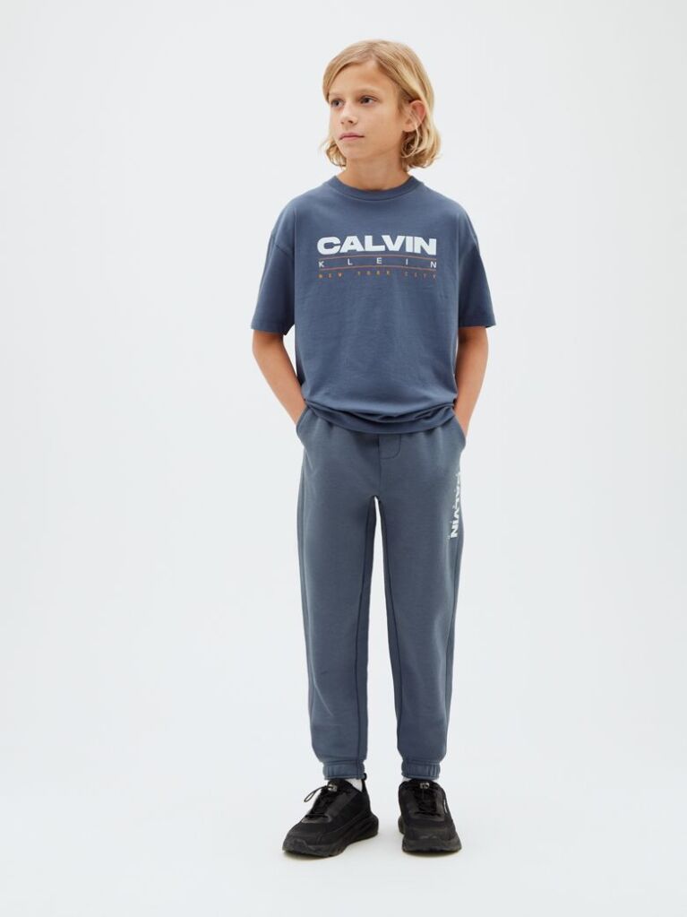 Albastru Pantaloni Jogger Lejeri Cu Logo Grafic  Baieti