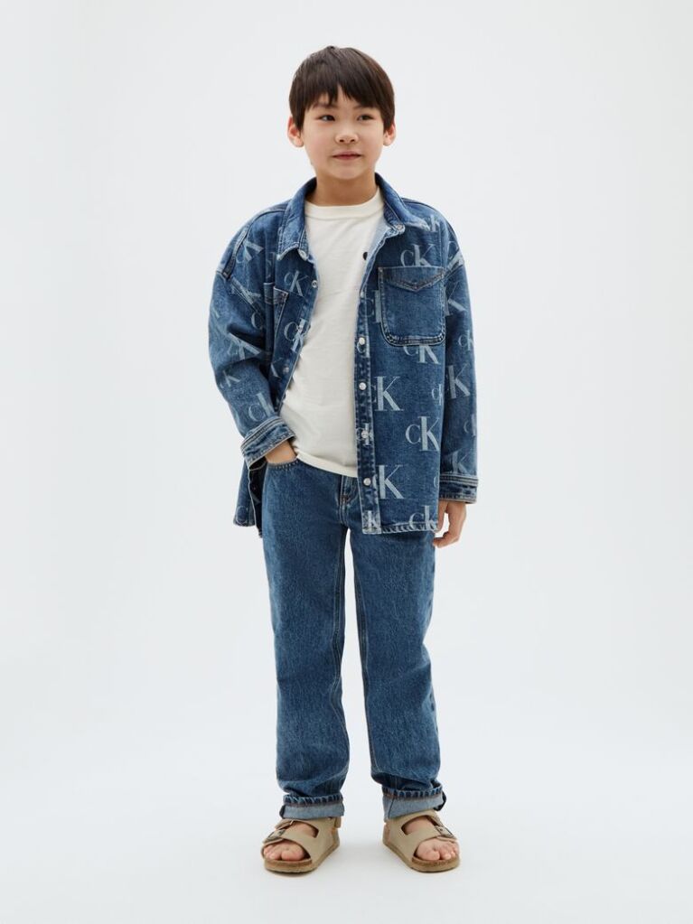 Denim Camasa Din Denim Cu Monograma Integrala Si Aspect Prespalat  Baieti
