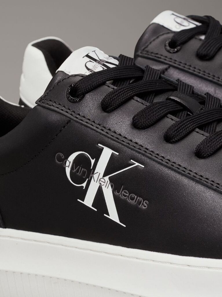Black Leather Chunky Trainers  Men