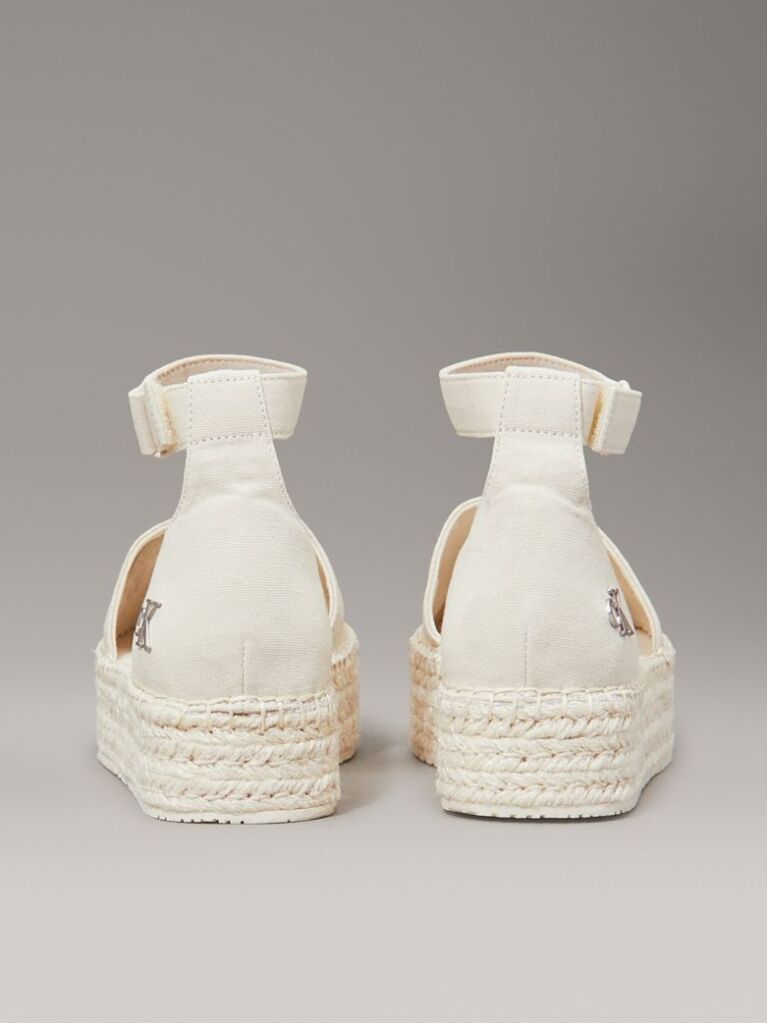 White Canvas Platform Espadrilles  Women