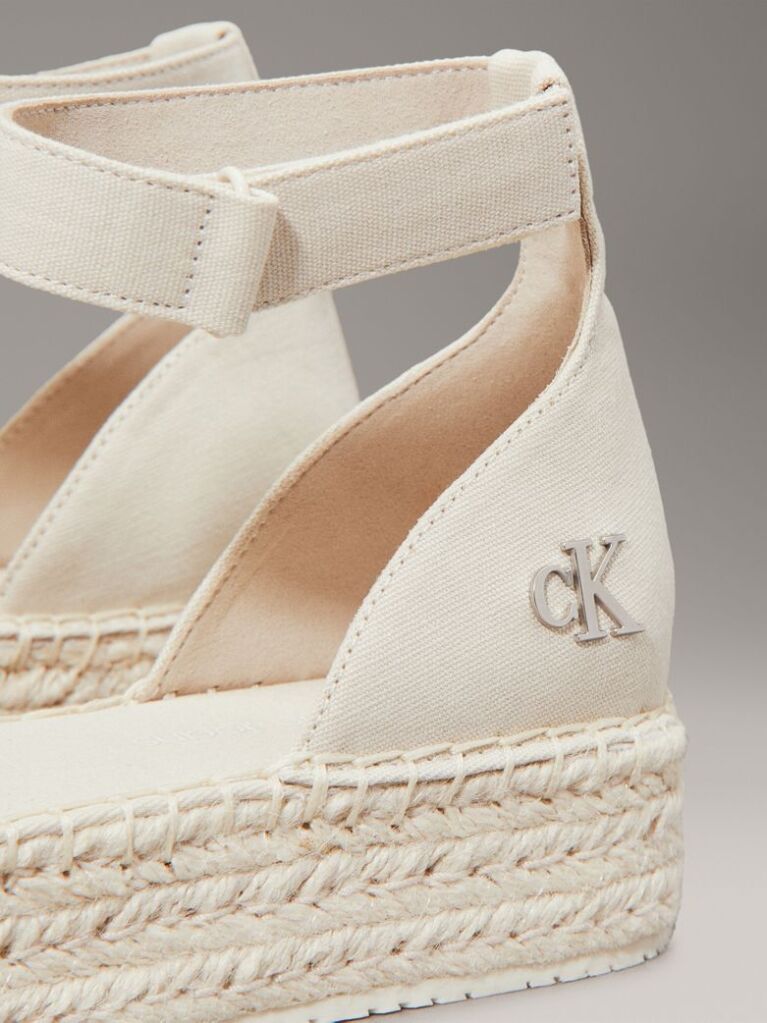 White Canvas Platform Espadrilles  Women