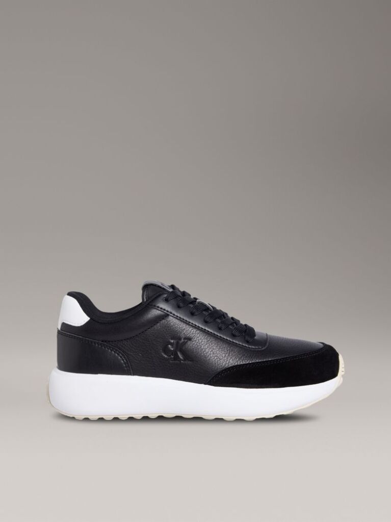 Black Leather Runner Trainers  Women