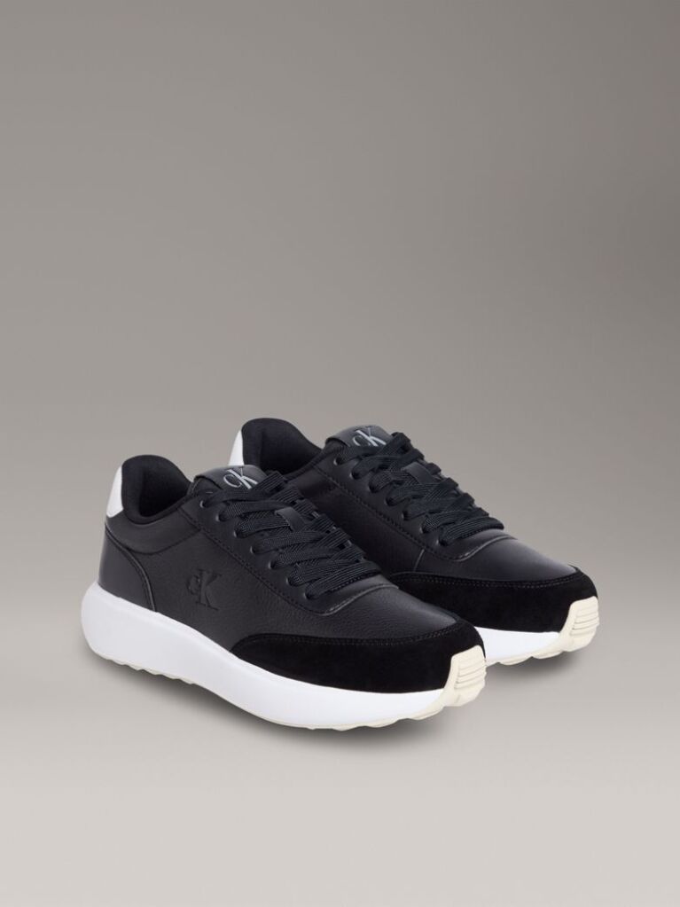 Black Leather Runner Trainers  Women