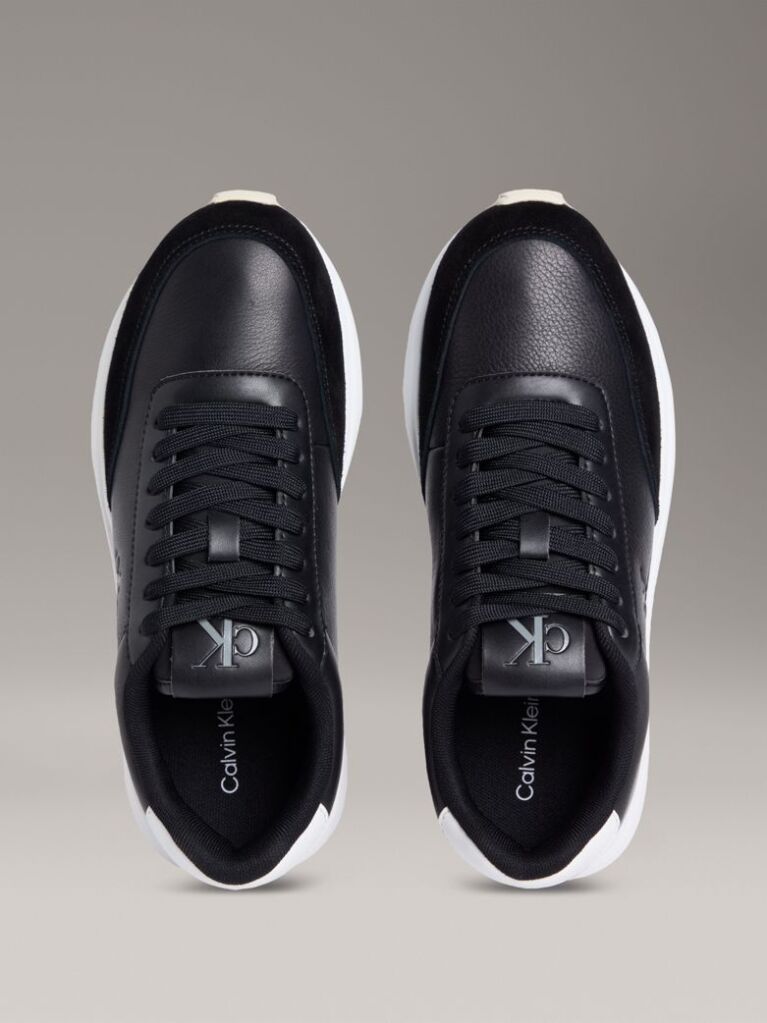 Black Leather Runner Trainers  Women