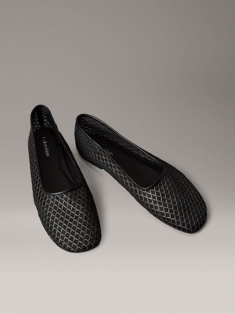 Negru Balerini Din Plasa Shimmer  Femei