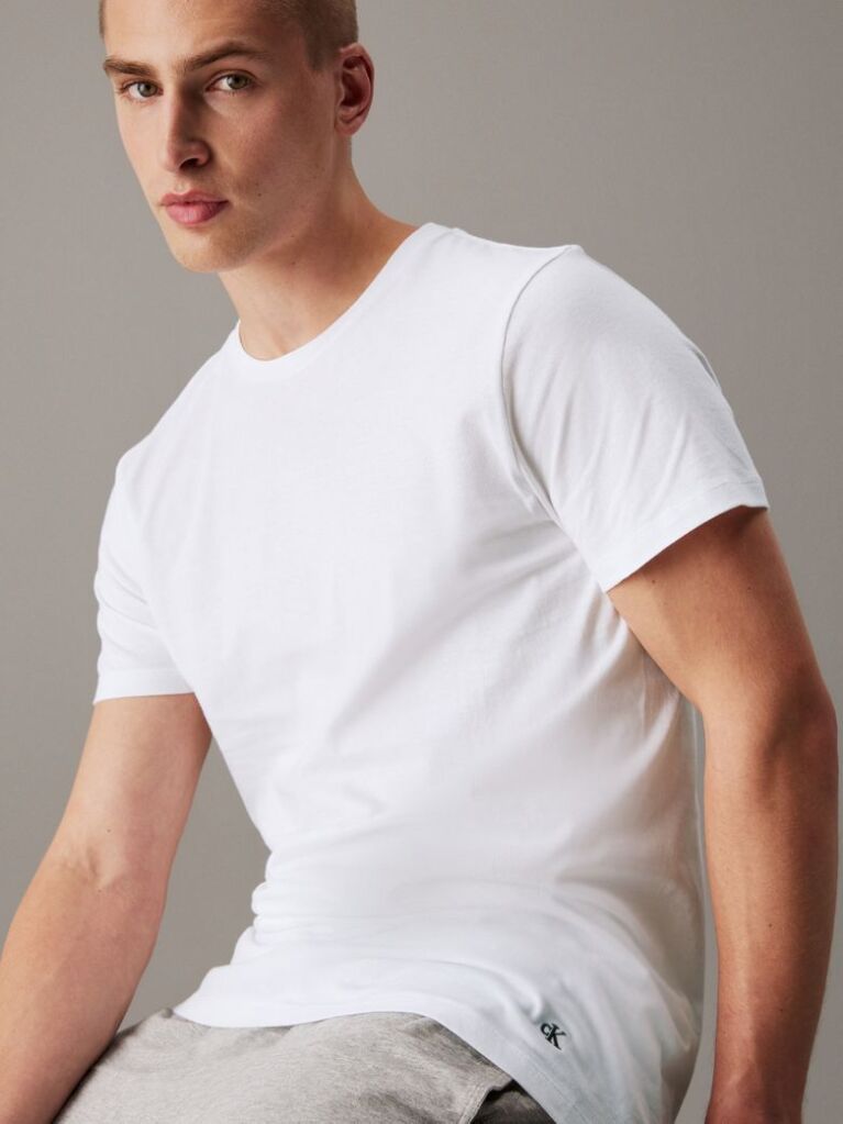 Alb Set 3 Tricouri Cu Guler Rotund – Cotton Classics  Barbati