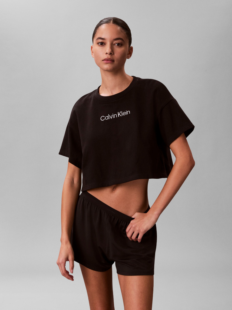 Black Cropped Beach T-Shirt  Women