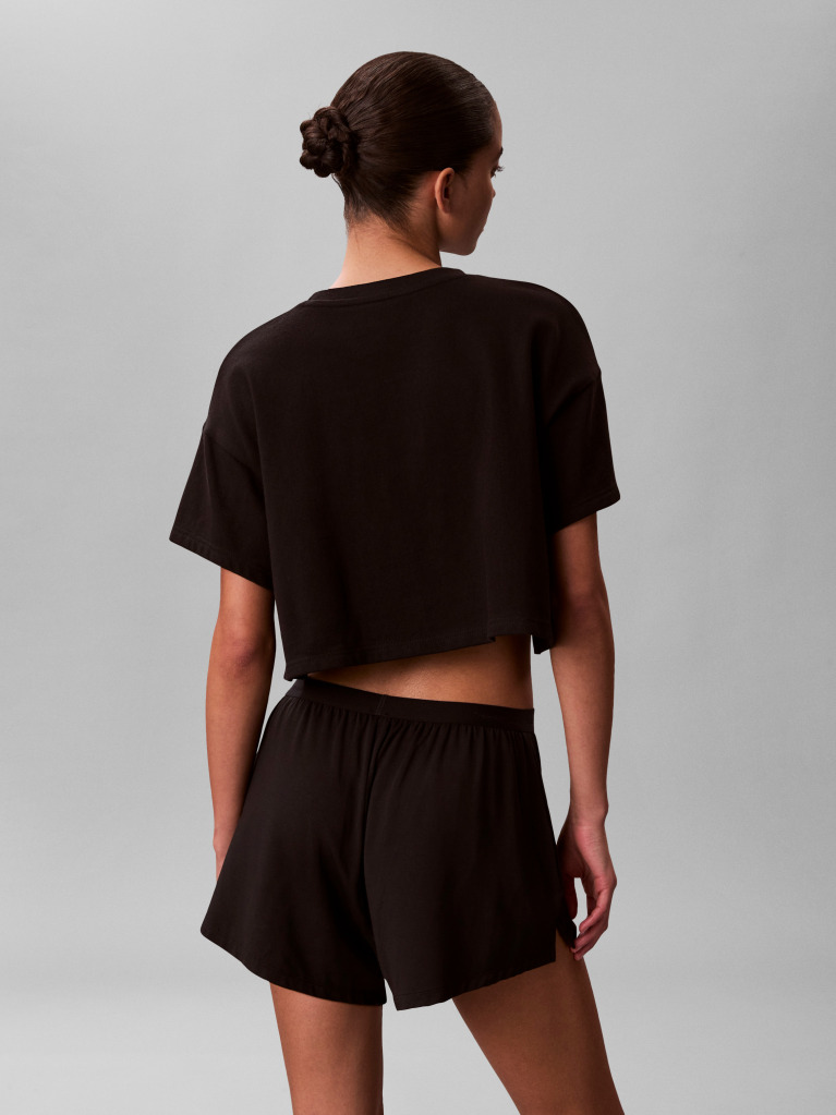 Black Cropped Beach T-Shirt  Women