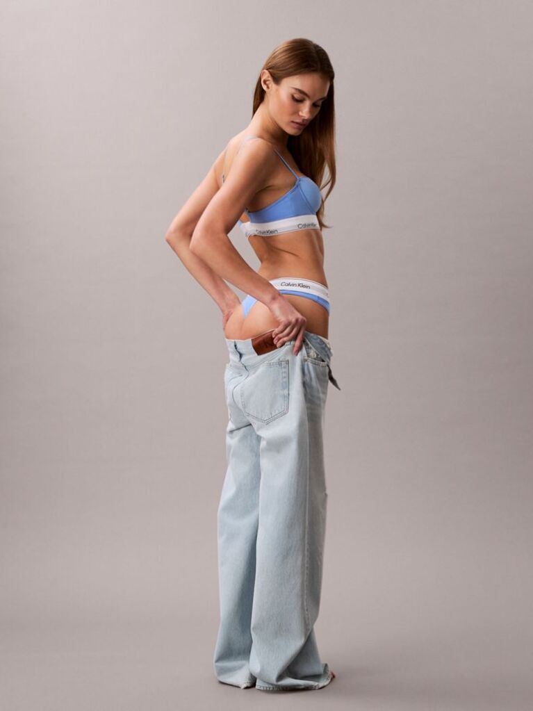 Albastru Chiloti Tanga – Icon Cotton Modal  Femei