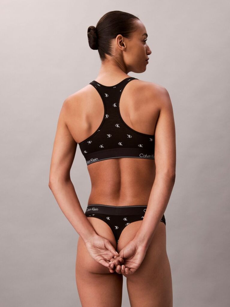 Negru Chiloti Tanga – Icon Cotton Modal  Femei