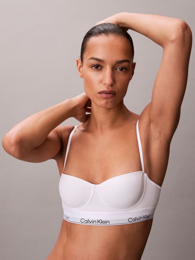 Alb Sutien Balconette Cu Banda Larga - Icon Cotton Modal  Femei