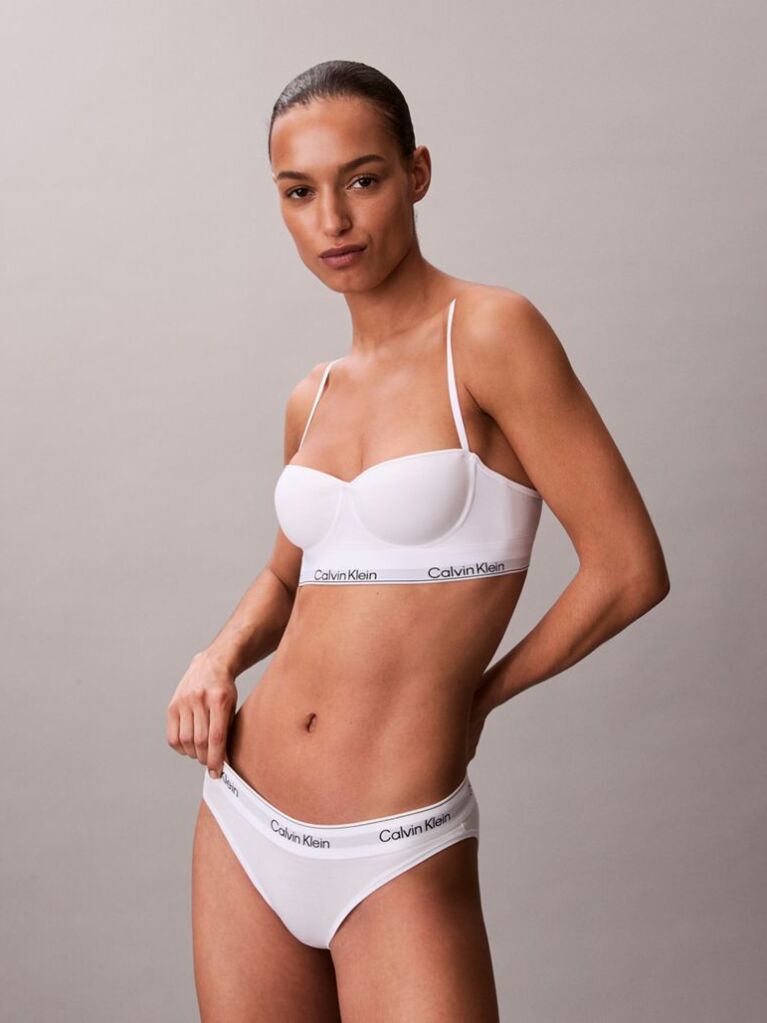 Alb Sutien Balconette Cu Banda Larga - Icon Cotton Modal  Femei