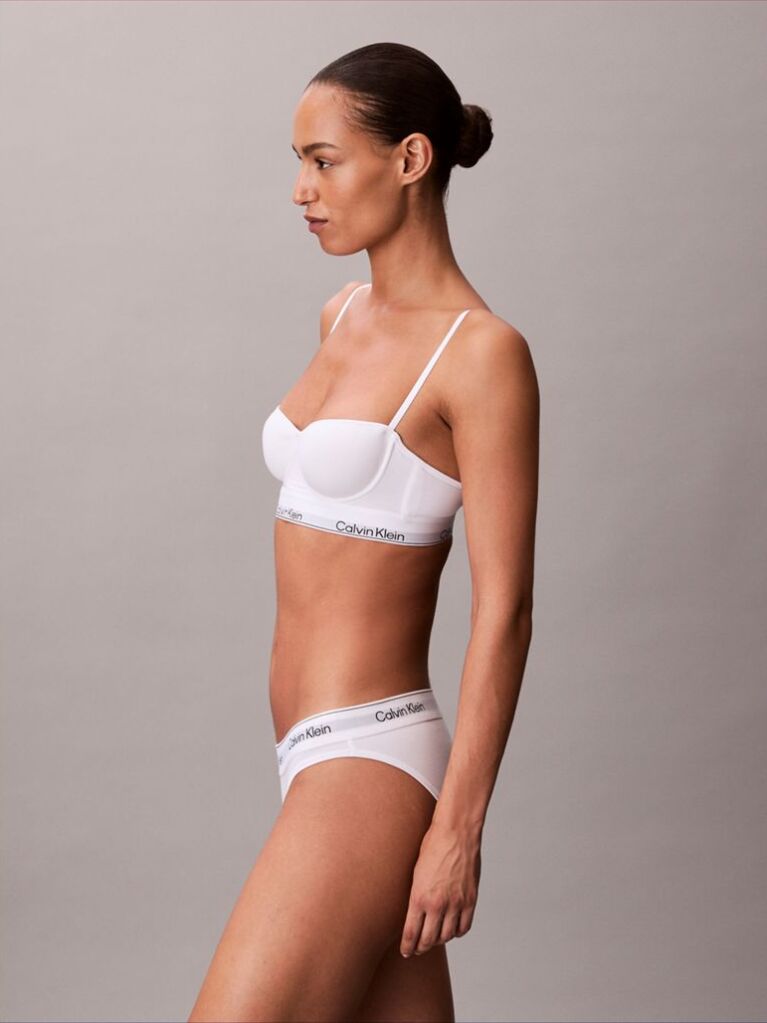 Alb Sutien Balconette Cu Banda Larga - Icon Cotton Modal  Femei