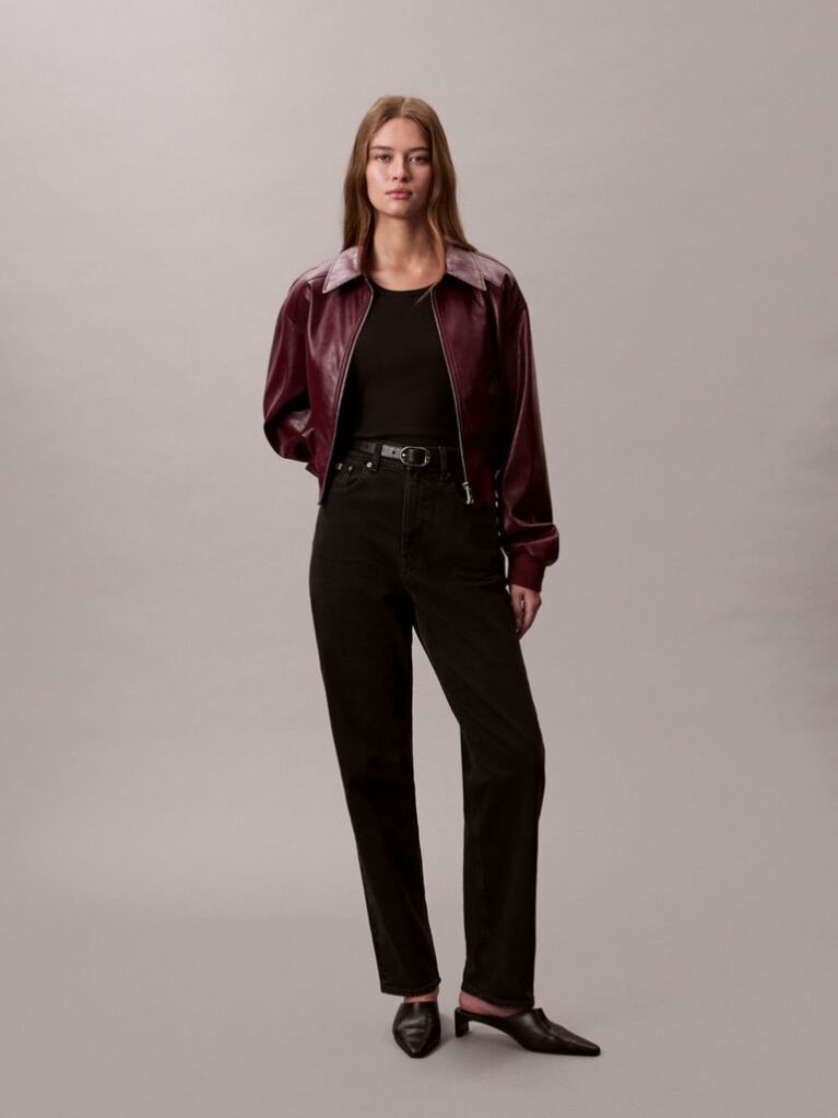 Negru Blugi Stil Tapered Cu Talie Inalta  Femei