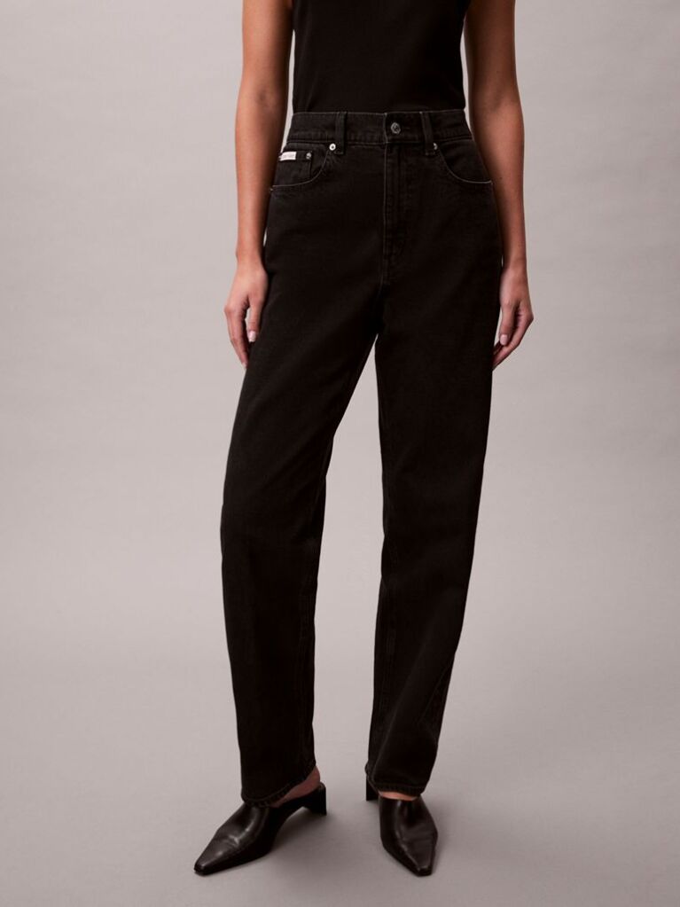 Negru Blugi Stil Tapered Cu Talie Inalta  Femei