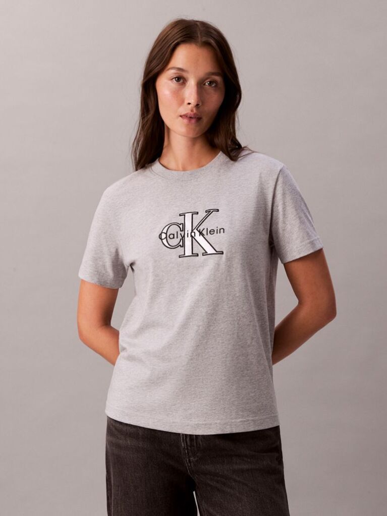 Gri Tricou Clasic Cu Logo Grafic Shine Monologo  Femei