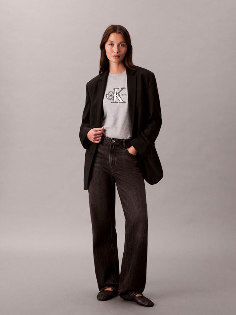 Gri Tricou Clasic Cu Logo Grafic Shine Monologo  Femei