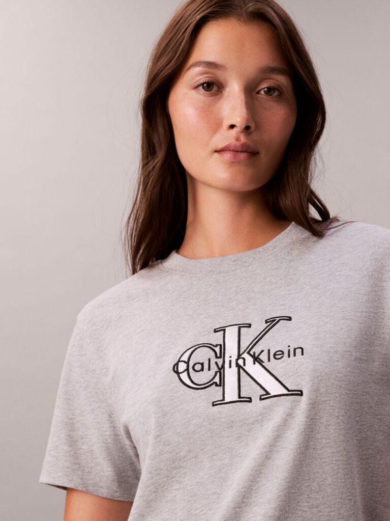 Gri Tricou Clasic Cu Logo Grafic Shine Monologo  Femei