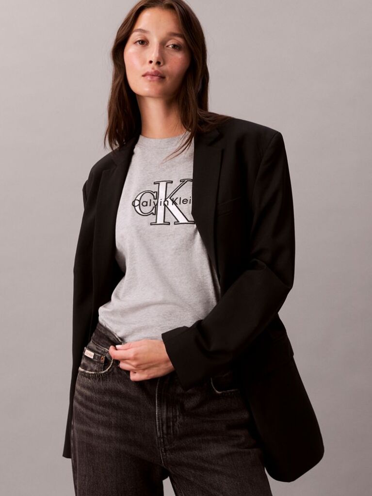 Gri Tricou Clasic Cu Logo Grafic Shine Monologo  Femei