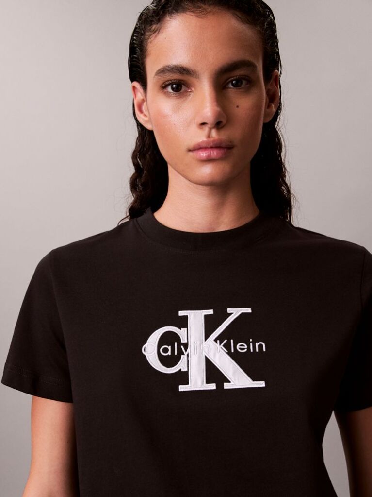 Negru Tricou Clasic Cu Logo Grafic Shine Monologo  Femei