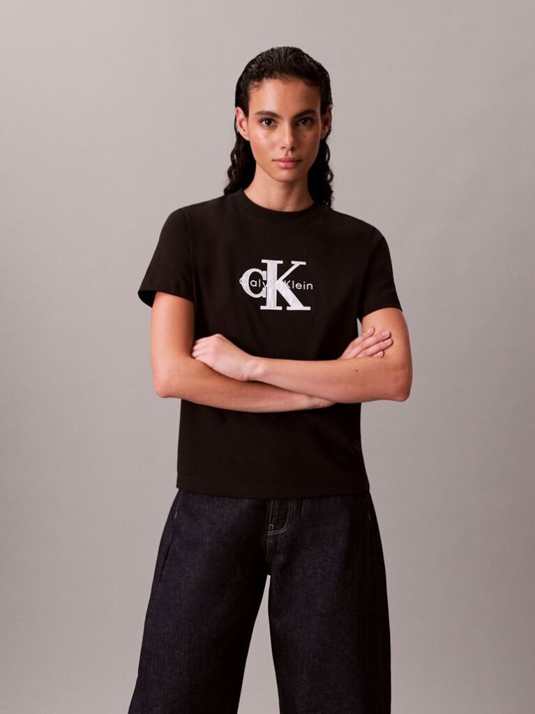 Negru Tricou Clasic Cu Logo Grafic Shine Monologo  Femei