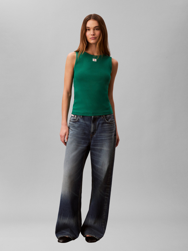 Green Logo Label Tank Top  Women