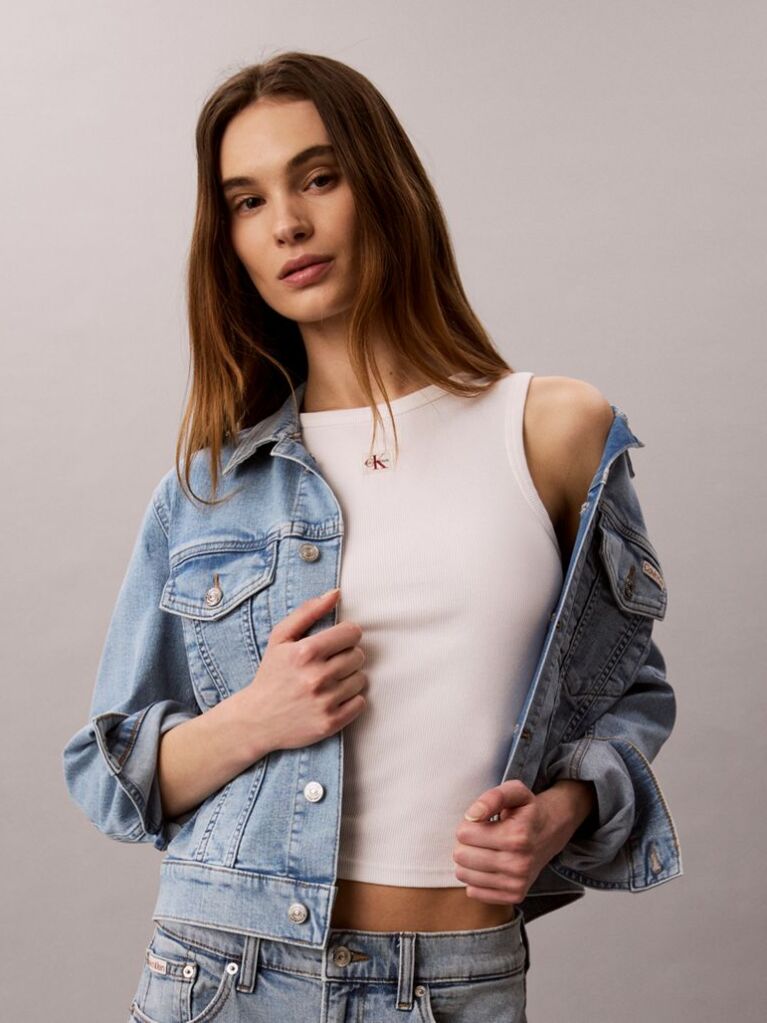 Denim Jacheta Trucker Din Denim Cu Croiala Cropped  Femei