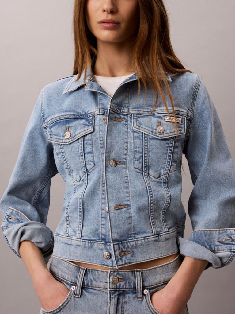 Denim Jacheta Trucker Din Denim Cu Croiala Cropped  Femei