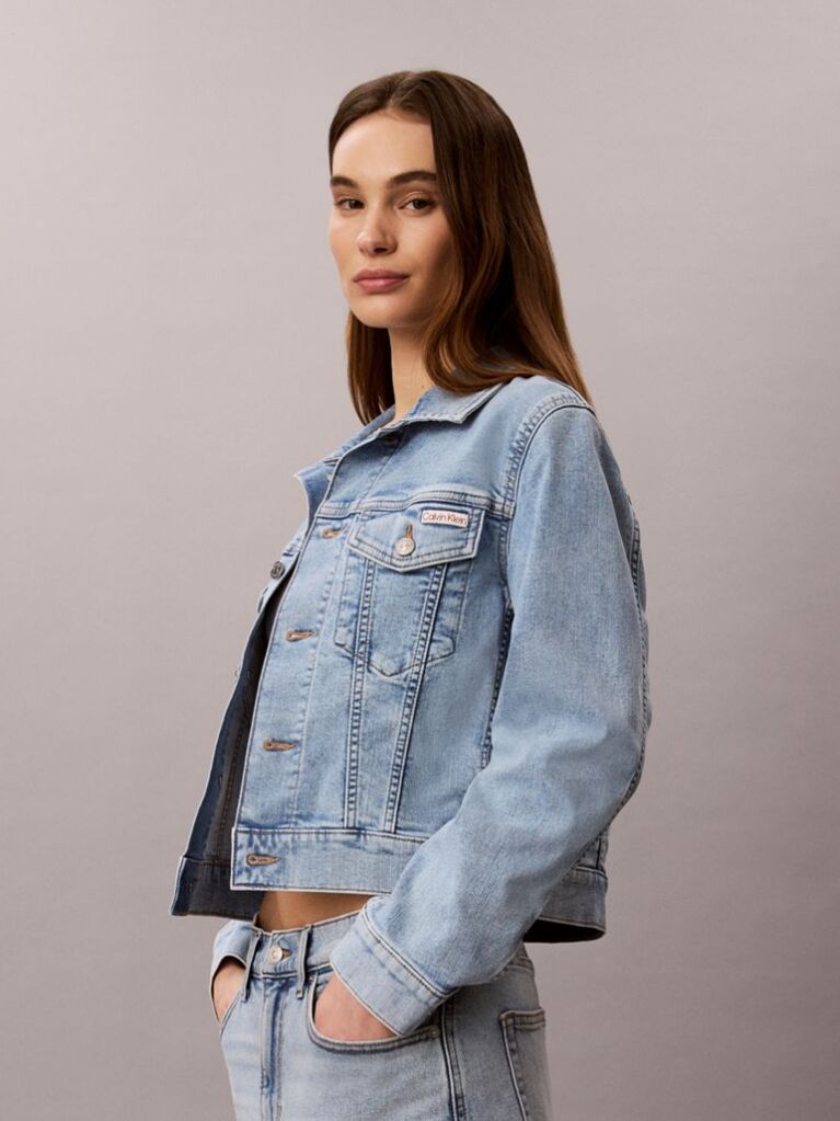 Denim Jacheta Trucker Din Denim Cu Croiala Cropped  Femei